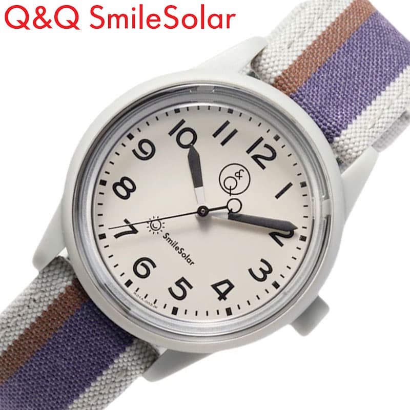 シチズン 腕時計 Q&Q 時計 軽い ソーラー 防水 スマイルソーラー Smile Solar きっかけの時計 Series 3 R01A-002JK ホワイト パープル 紫 かわいい 小さい 女の子 男の子 子供 キッズ レディー…