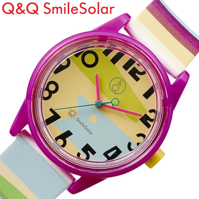 シチズン 腕時計 Q&Q 時計 軽い ソーラー 防水 スマイルソーラー Smile Solar アーティストコラボ R01A-514VK イエロー テキスタイル SNAKE BORDERM かわいい 小さい 女の子 男の子 子供 キッズ レディース 人気 おしゃれ ブランド プレゼント ギフト 新生活