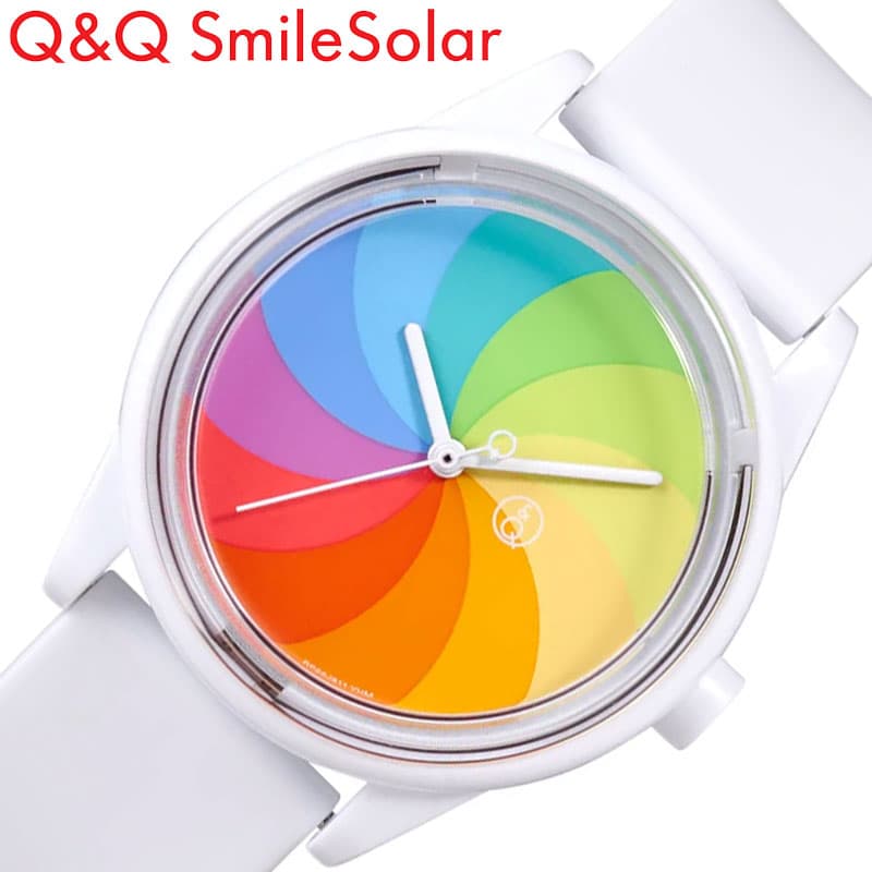 シチズン 腕時計 Q&Q 時計 軽い ソーラー 防水 スマイルソーラー Smile Solar グルーヴィジョンズ Groovisions RP26J811 レインボー ホワイト GRV3013 かわいい 女の子 男の子 子供 キッズ レディース 人気 おしゃれ ブランド プレゼント ギフト 新生活