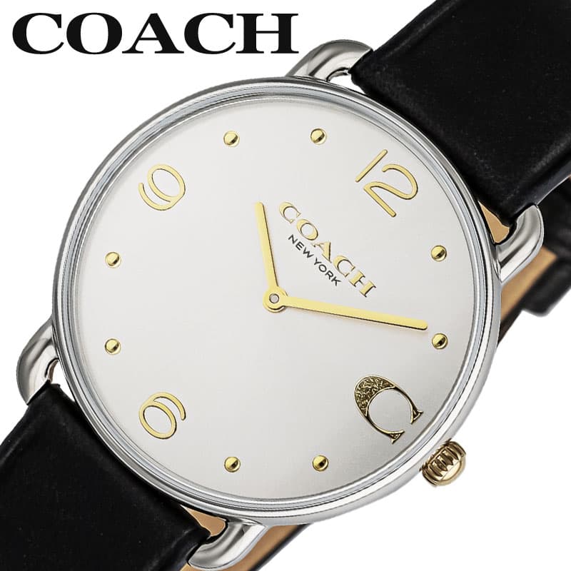 コーチ 腕時計 COACH 時計 エリオット ELLIOT レディース CO-14504198 女性 ホワイト ブラック レザー 牛革 革 革製 シンプル きれいめ かわいい 定番 万能 大人カジュアル センス 上品 おすすめ おしゃれ ブランド プレゼント ホワイトデー ギフト
