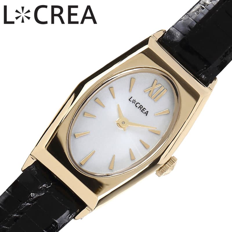 メーカー希望小売価格はメーカーサイトに基づいて掲載していますこの商品のお問い合わせ番号CPR-item-69698■　商品詳細説明 ルクレア[LCREA]静かな午後の、腕時計。イタリア語の光 ”LUCE” と創造 "CREATION" を掛け合わせたブランド《L＊CREA》。その全てのモデルにソーラームーブメントを採用しており、モダンからクラシックまで様々なコーディネートに似合デザイン。女性らしさと高級感、そしてヴィンテージの時計のような佇まい。手元にエレガンスを加えてくれる腕時計。おおらかな鏡面のケースに浮かぶ、柔らかな楕円形状の文字盤形状が手首に柔らかな印象を添えます。フェミニンな服装とコーディネイトをお楽しみいただけます。どこかレトロな雰囲気で女性らしい【OVALE（オヴァール）】。フェミニンからトラッドスタイルまで幅広く手元に彩りを与えてくれます。型番LC2003-GPTBKケース材質：ステンレススチールサイズ約：縦31×横17.6mm×厚：7mmベルト幅：10mmベルト材質：本トカゲ革カラー：ブラックベルト腕周り最少：13cmベルト腕周り最大：17cmムーブメントソーラー クォーツ (電池式)機能風防：ミネラルガラス表示タイプ：アナログ防水機能防水性：日常生活防水付属品LCREA純正BOX保証書取扱説明書※説明書・保証書に関して入荷時期により仕様、内容が一部異なる場合がございます。予めご了承をお願い致します。また、ブランドにより説明書兼保証書が付属する場合がございます。予めご了承をお願い致します。
