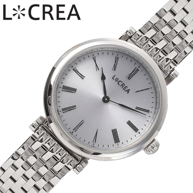 メーカー希望小売価格はメーカーサイトに基づいて掲載していますこの商品のお問い合わせ番号CPR-item-69808■　商品詳細説明 ルクレア[LCREA]静かな午後の、腕時計。イタリア語の光 ”LUCE” と創造 "CREATION" を掛け合わせたブランド《L＊CREA》。その全てのモデルにソーラームーブメントを採用しており、モダンからクラシックまで様々なコーディネートに似合デザイン。女性らしさと高級感、そしてヴィンテージの時計のような佇まい。手元にエレガンスを加えてくれる腕時計。文字盤は大きめで存在感あり、 しかし薄く繊細で品のある仕上がり。まるでお皿のような腕時計。かわいい印象を与えるまるい文字盤。ミニマルサイズで女性らしさと高級感、エレガントさをたずさえた腕時計です。型番LC2102-SS7Lケース材質：ステンレススチールサイズ約：縦35×横30.5mm×厚：6.7mmベルト幅：13mmベルト材質：ステンレススチールカラー：シルバーベルト腕周り最少：13cmベルト腕周り最大：17cmムーブメントソーラー クォーツ (電池式)機能風防：ミネラルガラス表示タイプ：アナログ防水機能防水性：日常生活防水付属品LCREA純正BOX保証書取扱説明書※説明書・保証書に関して入荷時期により仕様、内容が一部異なる場合がございます。予めご了承をお願い致します。また、ブランドにより説明書兼保証書が付属する場合がございます。予めご了承をお願い致します。