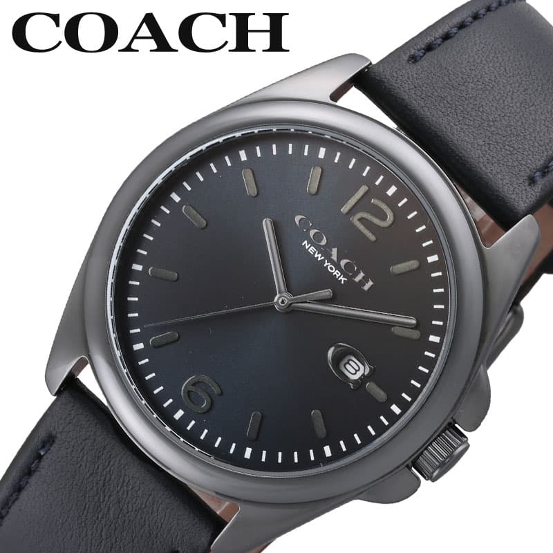 コーチ 腕時計 COACH 時計 グレイソン GREYSON メンズ 14602587 男性 ネイビー シンプル 見やすい アナログ ラウンド ビジネス ビジネス用 仕事 仕事用 革 革ベルト レザー レザーベルト かっこいい カッコイイ 男性用 人気 おしゃれ ブランド プレゼント ギフト 新生活