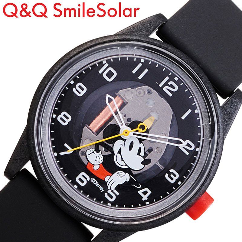 シチズン 腕時計 CITIZEN 時計 Q＆Q ディズニー disney レディース 女性 キッズ ブラック ソーラー ミッキー 電池交換不要 子ども 子供 軽い 薄い R02A-506VK ブランド プレゼント ホワイトデー ギフト 記念日 お祝い 息子 娘 学生 学校 男の子 女の子