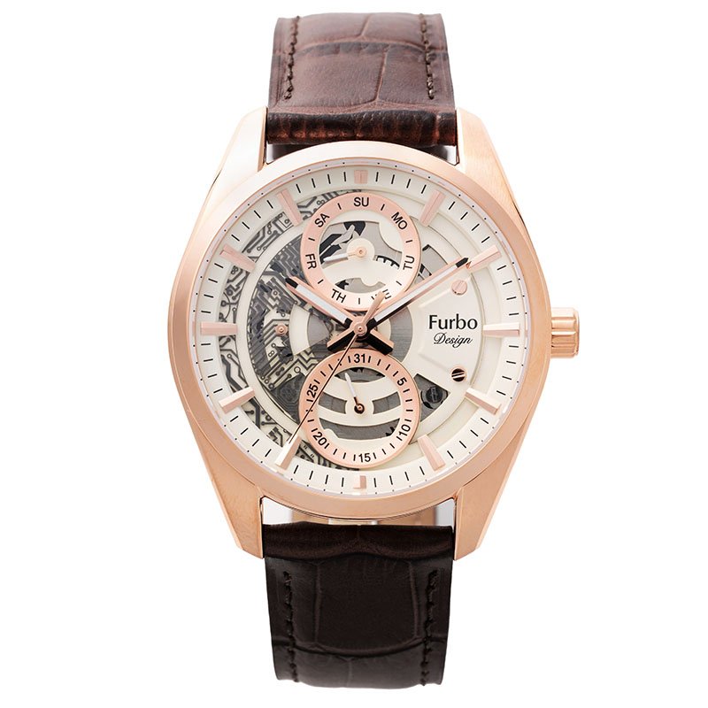 フルボ デザイン 腕時計 時計 メンズ 男性 仕事 ビジネス レザー レザーベルト 革 革ベルト 本革 ベルト 記念日 贈り物 彼氏 夫 旦那 様 パパ 父 息子 就職祝い 社会人 新社会人 日付 曜日 カレンダー NF05W-PGBR おすすめ プレゼント
