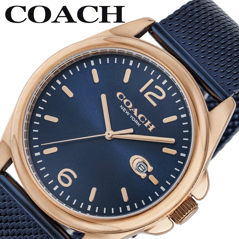 コーチ 腕時計 COACH 時計 グレイソン GREYSON ブルー 男性 メンズ CO-14602620 ステンレス ステンレスベルト ステンレスバンド ラウンド クオーツ スーツ 仕事 ビジネス アナログ カレンダー 日付 青 シンプル おすすめ ブランド ホワイトデー ギフト