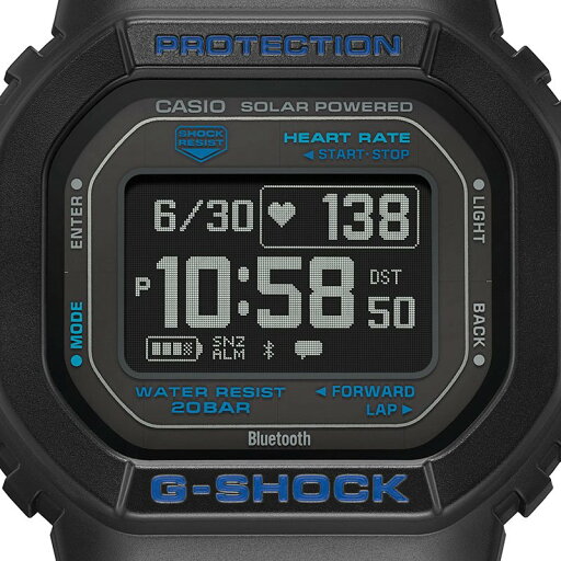 カシオ 腕時計 CASIO 時計 ジーショック G-SHOCK 男性 メンズ CASIO-DW-H5600-1A2JR ソーラー タフソーラー 防水 ランニング 距離 デジタル Bluetooth 心拍計 アラーム ストップウォッチ タイマー LED ライト バックライト ウォッチ