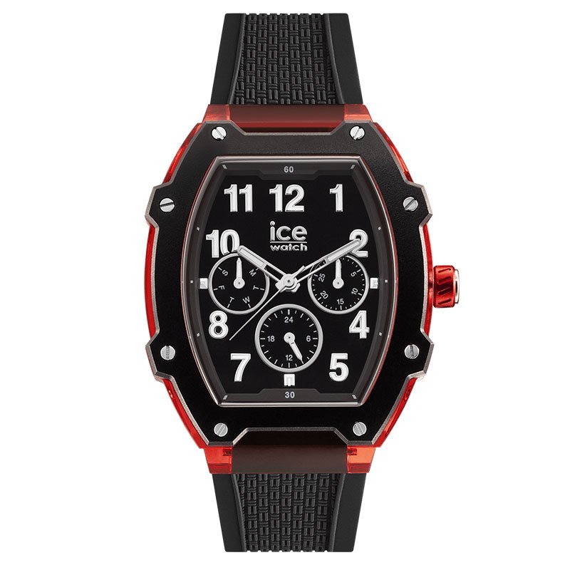 ブランドアクセと腕時計のカプセルのアイスウォッチ 腕時計 ICEWATCH 時計 アイスボリデイ ICE BOLIDAY ブラック 男性 メンズ シリコン シリコンベルト トノー型 ICE-023316 大人 ビジネス 仕事 プライベート 日付 曜日 黒 赤 レッド かっこいい おすすめ プレゼント ホワイトデー ギフト｜アングル3
