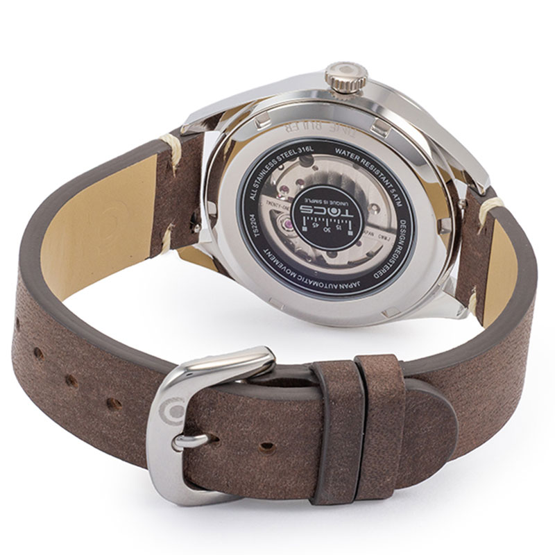 タックス タイムルーラー 腕時計 TACS TIME RULER メンズ ホワイト ブラウン 時計 機械式 自動巻き TS2204A 人気 おすすめ おしゃれ ブランド プレゼント ホワイトデー ギフト