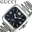 グッチ 腕時計 GUCCI 時計 グッチクーペ COUPE ブラック 男性 メンズ YA131305 ステンレス ステンレスベルト ステンレスバンド クオーツ サファイアガラス 仕事 2針 スモールセコンド カレンダー 日付 四角 黒 アナログ プレゼント(2)