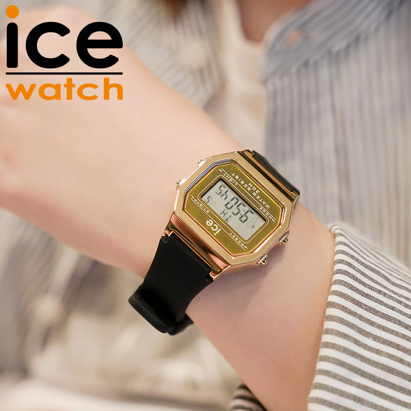 乐天商城 - アイス ウォッチ 腕時計 ICE WATCH ゴールド 時計 アイスデジット レトロ メタル digit retro METAL レディース ICE-022731 女性 ブラック おすすめ おしゃれ ブランド プレゼント ホワイトデー ギフト 母の日
