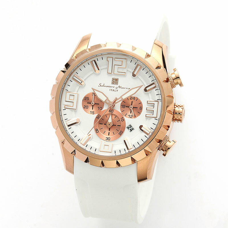 サルバトーレマーラ 腕時計 SalvatoreMarra 時計 立体文字盤 メンズ SM22111-PGWH-WH 男性 ホワイト 人気 おすすめ おしゃれ ブランド プレゼント ギフト