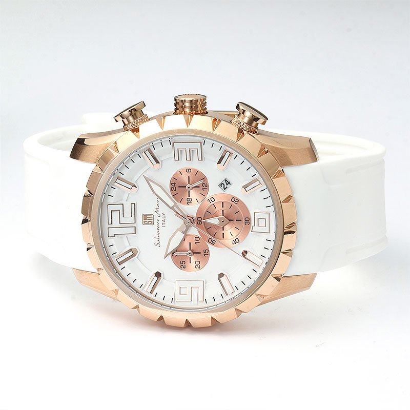 サルバトーレマーラ 腕時計 SalvatoreMarra 時計 立体文字盤 メンズ SM22111-PGWH-WH 男性 ホワイト 人気 おすすめ おしゃれ ブランド プレゼント ギフト