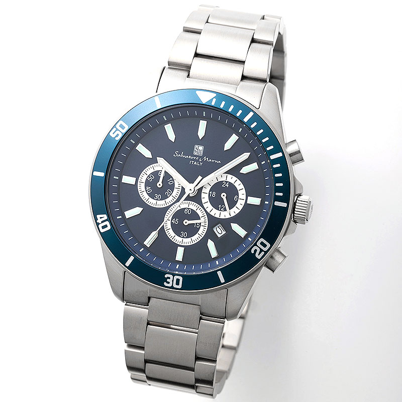 サルバトーレマーラ 腕時計 SalvatoreMarra 時計 チタン メンズ SM24104-GYBL 男性 ブルー シルバー 人気 おすすめ おしゃれ ブランド プレゼント ギフト