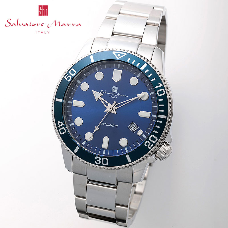 サルバトーレマーラ 腕時計 SalvatoreMarra 時計 メカニカル メンズ SM24105-SSBL 男性 ブルー シルバー 機械式 自動巻き 人気 おすすめ おしゃれ ブランド プレゼント クリスマス ギフト