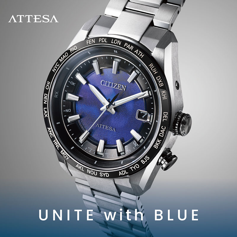 シチズン 腕時計 CITIZEN 時計 アテッサ エコ・ドライブ電波時計 ダブルダイレクトフライト ACT Line ATTESA UNITE with BLUE メンズ CB0288-65L 男性 ブルー シルバー 電波 ソーラー 人気 おすすめ おしゃれ ブランド プレゼント クリスマス ギフト