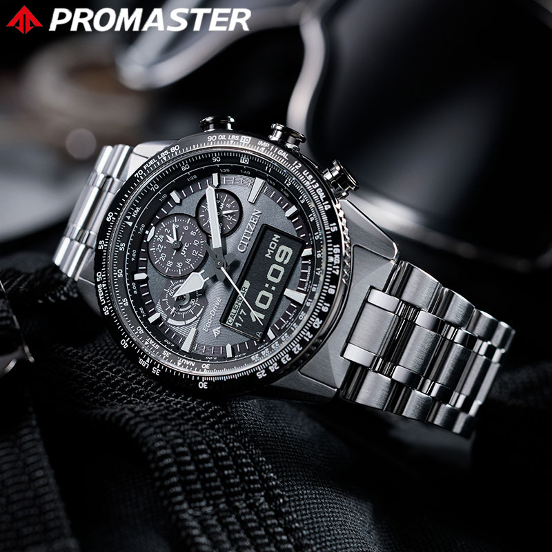 【最大27,000円引き】【20％OFF】シチズン 腕時計 プロマスター スカイシリーズ CITIZEN PROMASTER SKY SERIES メンズ 男性 グレー シルバー 時計 ソーラー 防水 シンプル かっこいい カジュアル ビジネス スーツスタイル JV2006-55H おしゃれ プレゼント【正規品】