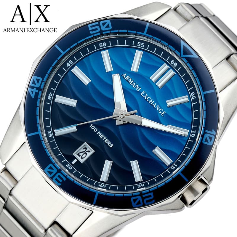 TISSOT - アルマーニ エクスチェンジ 腕時計 ARMANI EXCHANGE 時計 メンズ ブルー ステンレス ベルト シルバー AX1950 シンプル カジュアル かっこいい ビジネス スーツスタイル 彼氏 夫 記念日 誕生日 おすすめ おしゃれ ブランド プレゼント ギフト 新社会人 入学 卒業