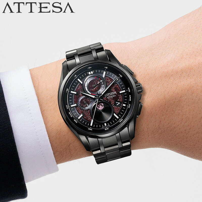 【最大36,000円引き】【20％OFF】シチズン 腕時計 CITIZEN 時計 アテッサ ATTESA メンズ レッド 電波 ソーラー チタン ベルト ブラック 防水 BY1005-73Z シンプル カジュアル かっこいい ビジネス スーツスタイル 誕生日 記念日 おしゃれ ブランド プレゼント ギフト
