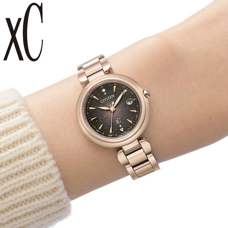 シチズン 腕時計 CITIZEN 時計 クロスシー xC レディース ブラック 電波ソーラー クォーツ（電池式）ローズゴールド チタン ベルト ES9467-97E シンプル カジュアル 高級感 かわいい スーツスタイル おすすめ おしゃれ ブランド プレゼント ギフト ホワイトデー