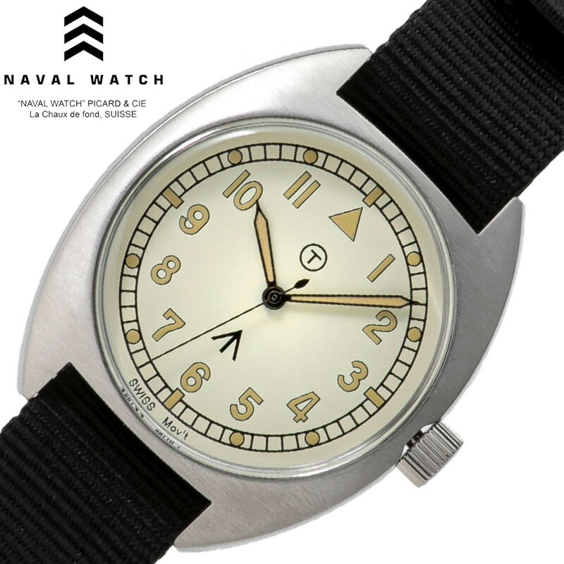 Rakuten - ナバルウォッチ 腕時計 NAVAL WATCH 時計 英国空軍仕様 Royal Air Force type メンズ アイボリー ナイロン ベルト ブラック 軽量 MIL-02C シンプル カジュアル ビジネス スーツスタイル アウトドア ファッション 実用性 おしゃれ ブランド プレゼント 新社会人 卒業 入学