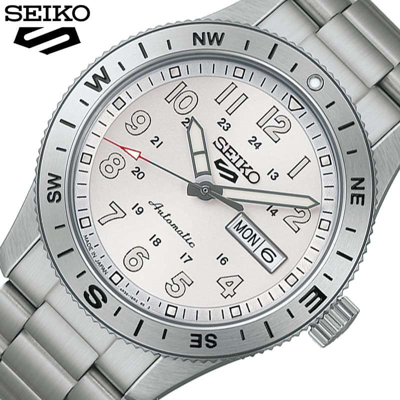 セイコー 腕時計 SEIKO 時計 セイコー5 スポーツ SEIKO5 SPORTS メンズ シルバーホワイト ステンレス ベルト シルバー 機械式 自動巻き 防水 HDB007J シンプル カジュアル かっこいい ビジネス おすすめ おしゃれ ブランド プレゼント