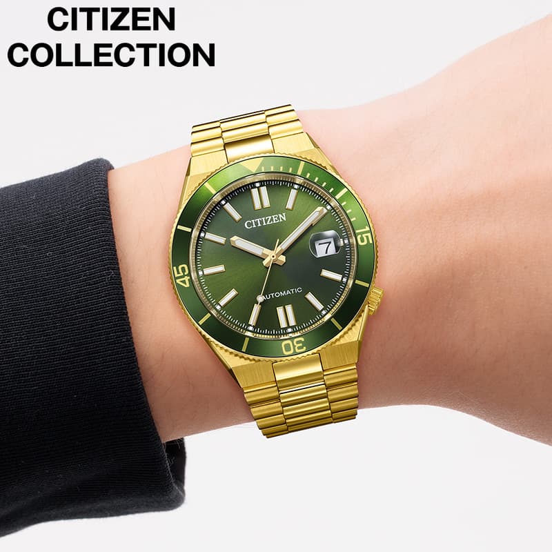 乐天商城 - シチズン 腕時計 CITIZEN 時計 シチズンコレクション COLLECTION メンズ モスグリーン 機械式 自動巻き ステンレス メタル ベルト ゴールド 防水 NJ0232-53X シンプル カジュアル かっこいい ファッション おしゃれ ブランド プレゼント 新社会人 卒業 入学