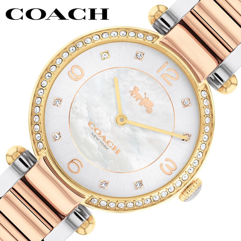 コーチ 腕時計 COACH 時計 キャリー CARY レディース 腕時計 ホワイト ステンレス ベルト シルバー ローズゴールド CO-14504137 シンプル カジュアル 高級感 上品 オフィス 可愛い 恋人 夫婦 彼女 妻 嫁 母 記念日 誕生日 人気 おすすめ おしゃれ ブランド プレゼント ギフト