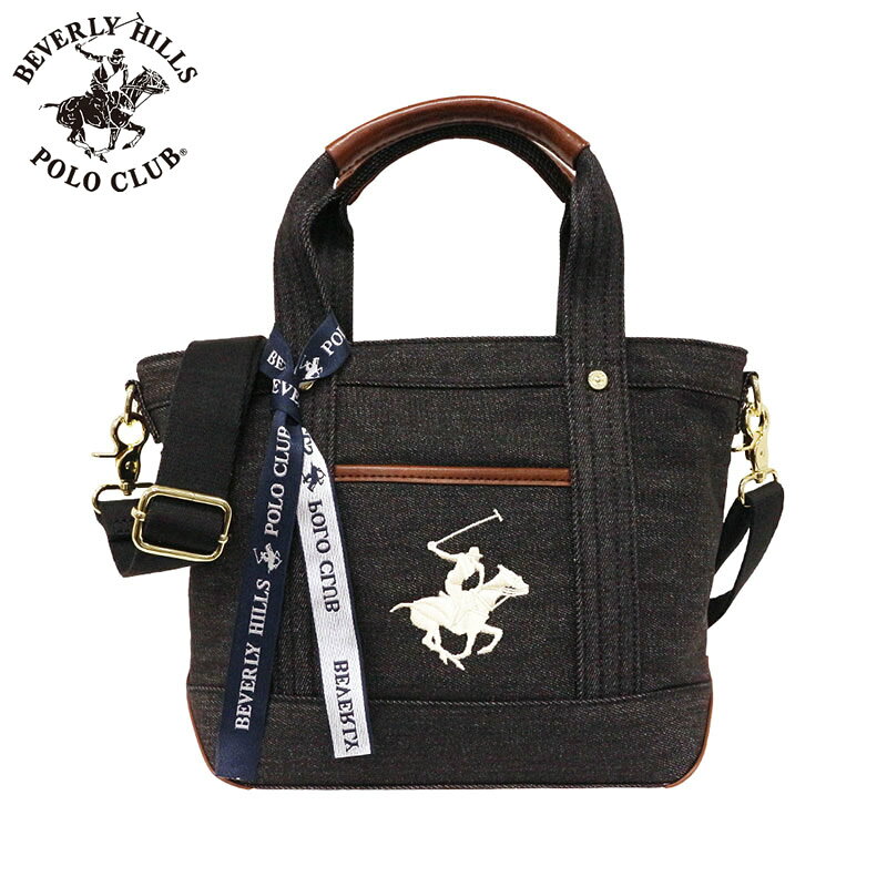 Rakuten - ビバリーヒルズ ポロ クラブ 鞄 BEVERLY HILLS POLO CLUB トートバッグ デニムブラック アイボリ− 実用的 普段使い 日常使い 女性 向け レディース BH1006N-DBK-DBK 人気 おすすめ おしゃれ ブランド プレゼント ギフト