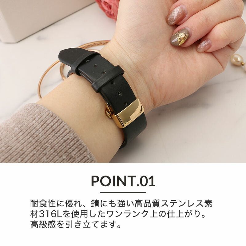 ワンランク上の質感を Dバックル 観音開き タイプ ディー バックル 高品質 ステンレス 留め具 尾錠 両開き ゴールド プッシュ式 時計ベルト 時計バンド 腕時計 ベルト 高級 時計 交換 幅 20mm 18mm 16mm レディース 女性 バンビ Bambi 316L クリスマス ギフト