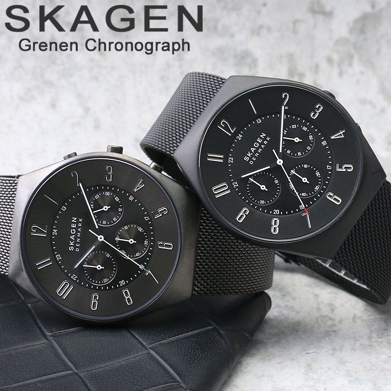 【ビジネス時計に】スカーゲン 時計 SKAGEN 腕時計 GRENEN メンズ 男性 プレゼント ギフト 人気 ブランド 定番 シンプル 見やすい メッシュベルト クロノグラフ グレー ビジネス スーツ 仕事 オフィス 彼氏 夫 息子 誕生日 記念日 入学 就職 祝い 北欧 新生活 卒業