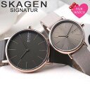 ペアウォッチ 夫婦 カップル SKAGEN スカーゲン 腕時計 時計 ブランド アナログ シンプル 見やすい 革 本革 革ベルト レザー レザーベルト レディー...