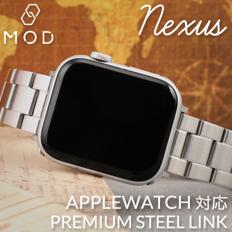 Rakuten - 【APPLE WATCH アップルウォッチ 対応】MOD METAL STRAP NEXUS メタルバンド メタル ベルト ステンレス 高級 バンド シルバー 腕時計 交換 高品質 シンプル AppleWatch アップル ウルトラ ULTRA シリーズ Series 1 2 3 4 5 6 7 8 9 10 SE SE2 対応 新社会人 入学 卒業