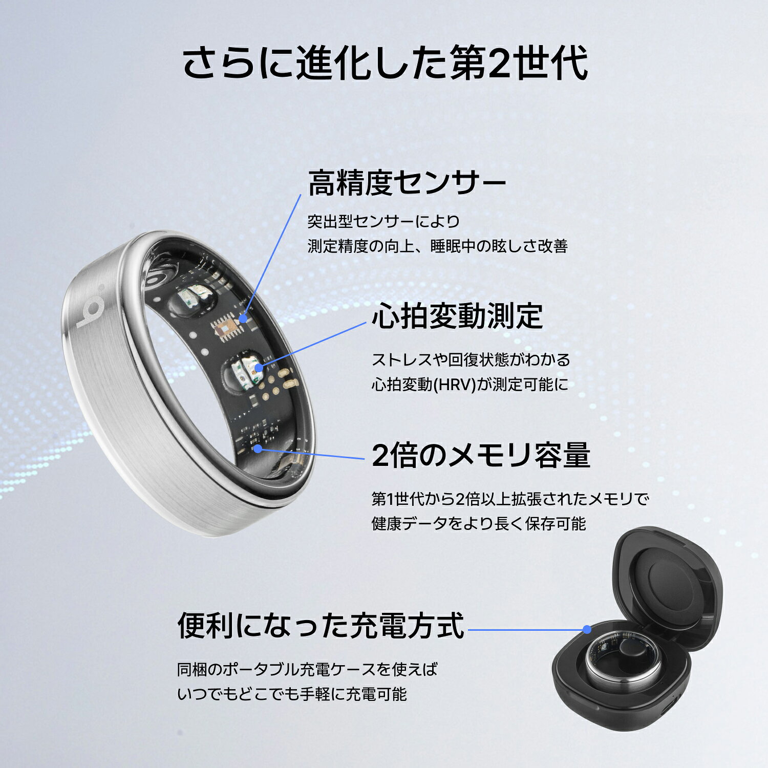 ブリング スマートリング B.ring ユニセックス リング ステンレス ブラック シルバ...