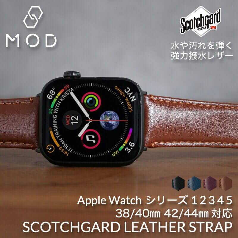 アップルウォッチ バンド クロコ型押し 強力撥水 レザーベルト 本革 シリーズ series 54321 38404244mm ミリ 対応 AppleWatch 替えベルト 交換 22mm 幅 革ベルト スコッチガード メンズ レディース 互換 ブランド スポーツ アウトドア MOD