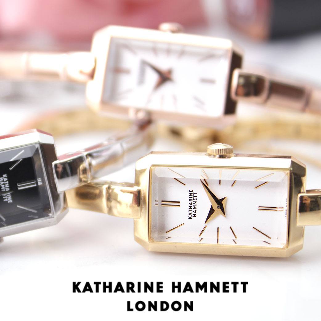 [ 細ベルト 人気 レディース 腕時計 ]キャサリンハムネット腕時計 おしゃれ 30代 女性 ブランド KATHARINE HAMNETT キャサリン  ハムネット 時計 レクタングル [ 正規品 スクエア型 ブレスレット かわいい 可愛い 華奢 小さい ] プレゼント ギフト | 
