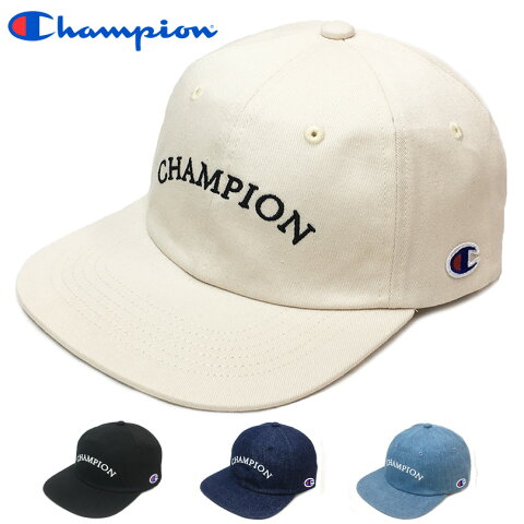 送料無料 チャンピオン キャップ Champion アジャスタブル ロゴ ローキャップ LOGO CAP 黒 紺 アイボリー デニム ブラック ネイビー BLACK NAVY IVORY 帽子 メンズ レディース ストリート コットン 綿