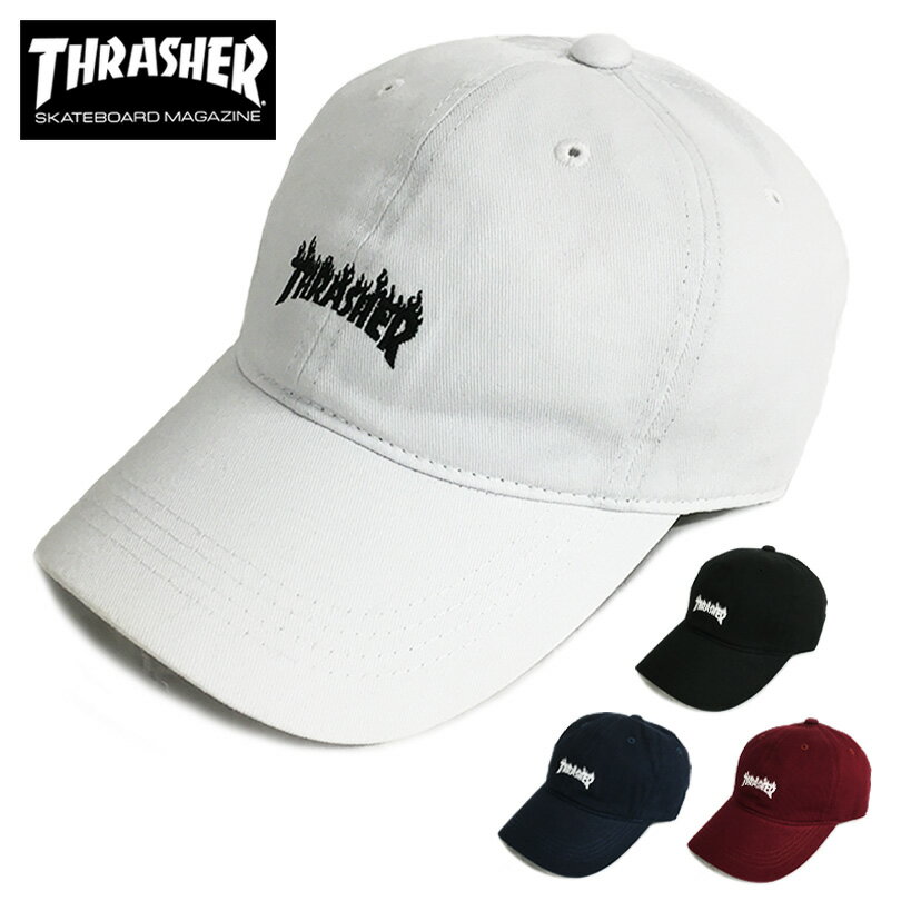 スラッシャー 帽子 メンズ スラッシャー キャップ ローキャップ THRASHER メンズ レディース ブランド ゆうパケット cap 帽子 フレームロゴ フレイムロゴ FLAME ブラック ホワイト ネイビー バーガンディ