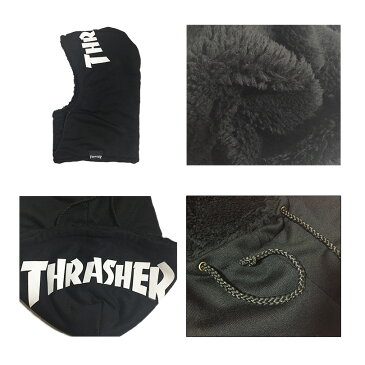 THRASHER スラッシャー フードウォーマー ゆうパケット送料無料 HOOD WARMER ネックフード ネックウォーマー ロゴ ブラック 黒 通勤 通学 スラッシャー THRASHER スケート スケーター 冬 防寒 スノーボード スキー スノボ ウィンタースポーツ