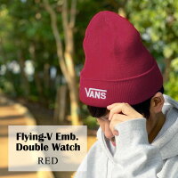 【ゆうパケット送料無料】VANSニット帽キャップヴァンズビーニーブラックレッド黒赤ロゴLOGOBEANIEcapワッチキャップスケートニットキャップ入学新生活刺繍ワンポイント