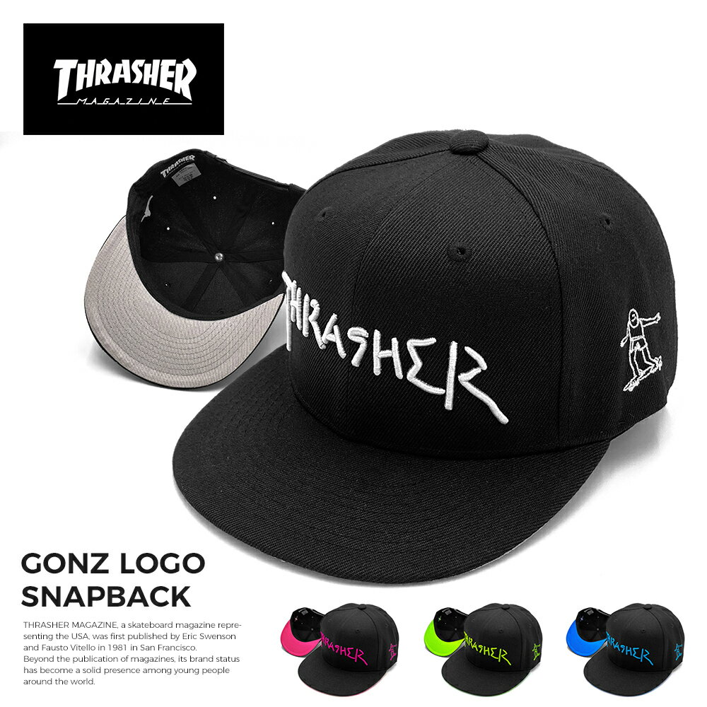 スラッシャー 帽子 メンズ スラッシャー キャップ THRASHER ベースボールキャップ 帽子 メンズ レディース ブランド 送料無料 マークゴンザレス スナップバック BBキャップ スケーター ストリート カジュアル ブラック ホワイト ピンク ライム ブルー ネオンカラー プレゼント