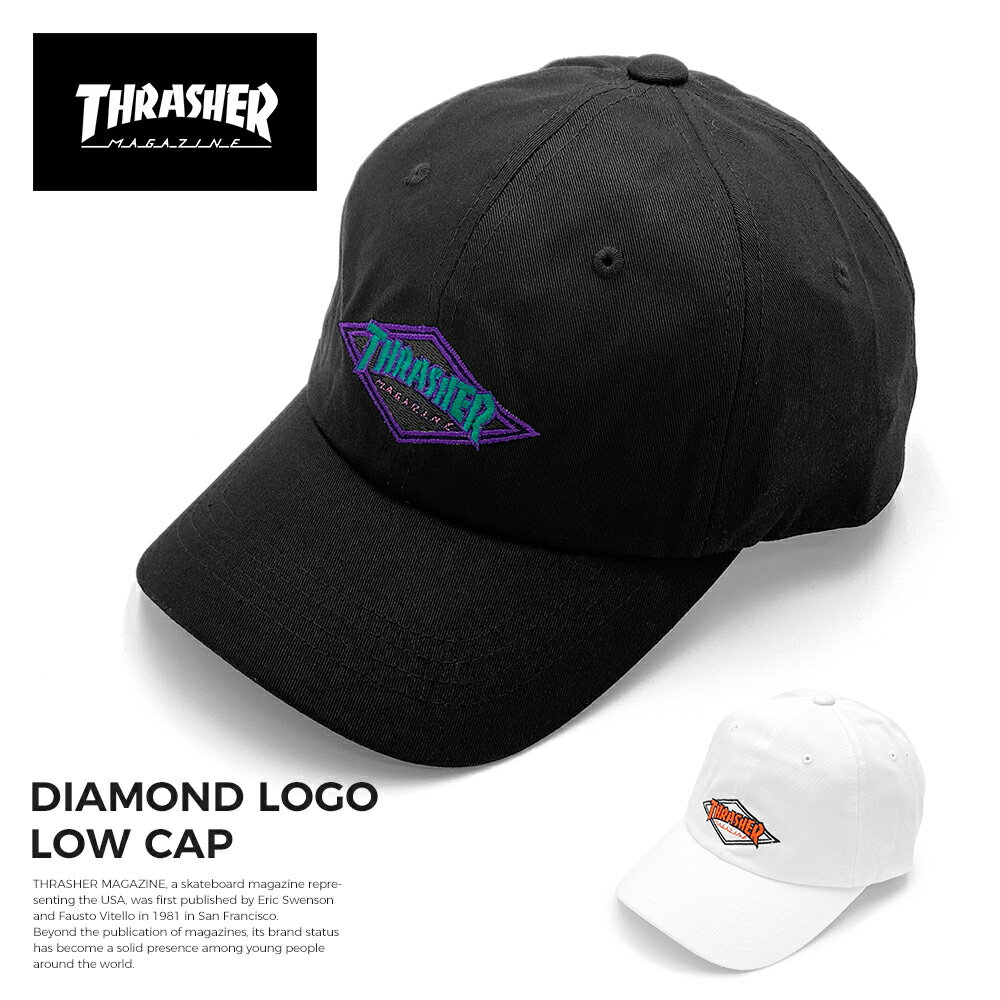 スラッシャー 帽子 メンズ キャップ ローキャップ スラッシャー THRASHER メンズ レディース ブランド cap 帽子 ダイヤモンド DIAMOND ダイアモンド マグ LOWキャップ 6パネル POLO CAP ポロ 浅 無地