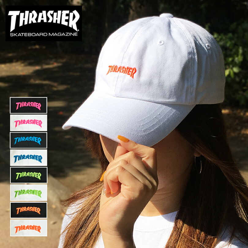 スラッシャー 帽子 メンズ スラッシャー キャップ ローキャップ THRASHER 帽子 ゆうパケット メンズ レディース ブランド cap マグロゴ MAGLOGO カーブ ブラック ネオンカラー