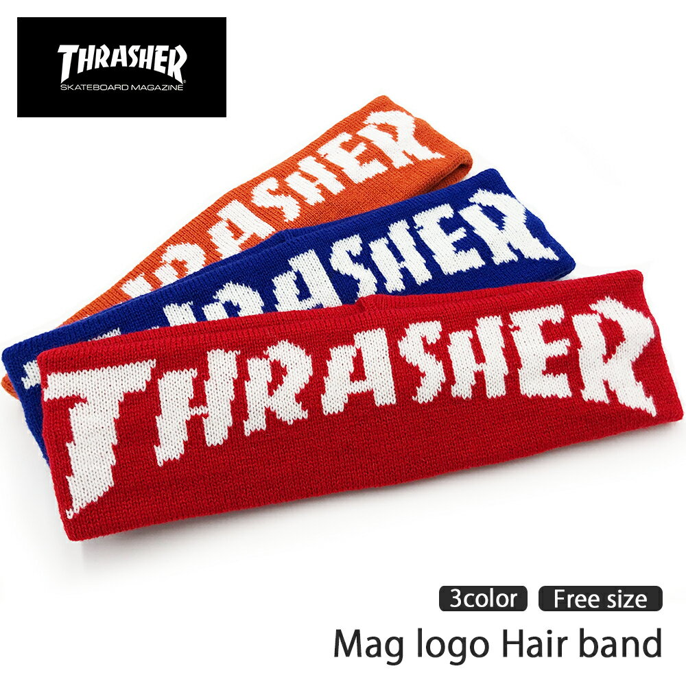 スラッシャー 洗顔 スポーツ THRASHER ヘッドバンド ヘアバンド ゆうパケット送料無料 ブランド 運動 ヘアアクセサリー マグロゴ メンズ 頭 髪 レディース ブラック レッド オレンジ ブルー スケート バスケ サッカー テニス 野球 マラソン ランニング