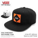 VANS ストレートキャップ 帽子 バンズ ベースボールキャップ ヴァンズ メンズ レディース ブランド 送料無料 スナップバック ブラック ホワイト オレンジ ロゴ スケート スケーター サーフ おしゃれ DIA CHECKER SIX PANEL CAP