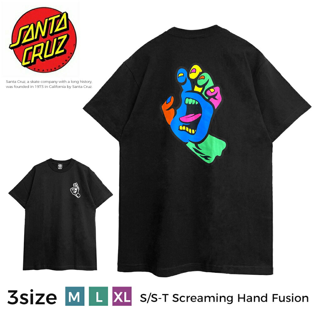 サンタクルーズ Tシャツ SANTA CRUZ SANTACRUZ メンズ レディース ゆうパケット 半袖 ブラック ホワイト Screaming Hand Fusion TEE フロント スクリーミングハンド ロゴ トップス ストリート スケート