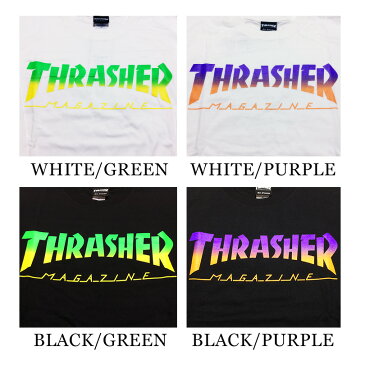 【ゆうパケット送料無料】 スラッシャー ロンT THRASHER Tシャツ ブランド メンズ レディース ロングスリーブ 長袖 ブラック ホワイト グラデーション HOMETOWN MAG LOGO TEE スラッシャー Tシャツ THRASHER ロング トップス スケート ストリート