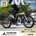 キャプテンスタッグ(CAPTAIN STAG) 電動自転車 eオリクル 20インチ 折りたたみ自転車 シマノ6段変速/極太タイヤ/前後Vブレーキ/前後泥よけ/LEDライト/大型サドル/スイッチカバー 標準装備 FDB206 マットベージュ YG-1408