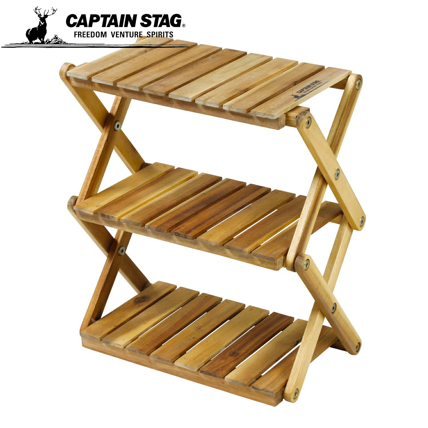 【2月20日は抽選で100%ポイントバック】 キャプテンスタッグ公式 木製ラック ラック 収納棚 木製3段ラ..