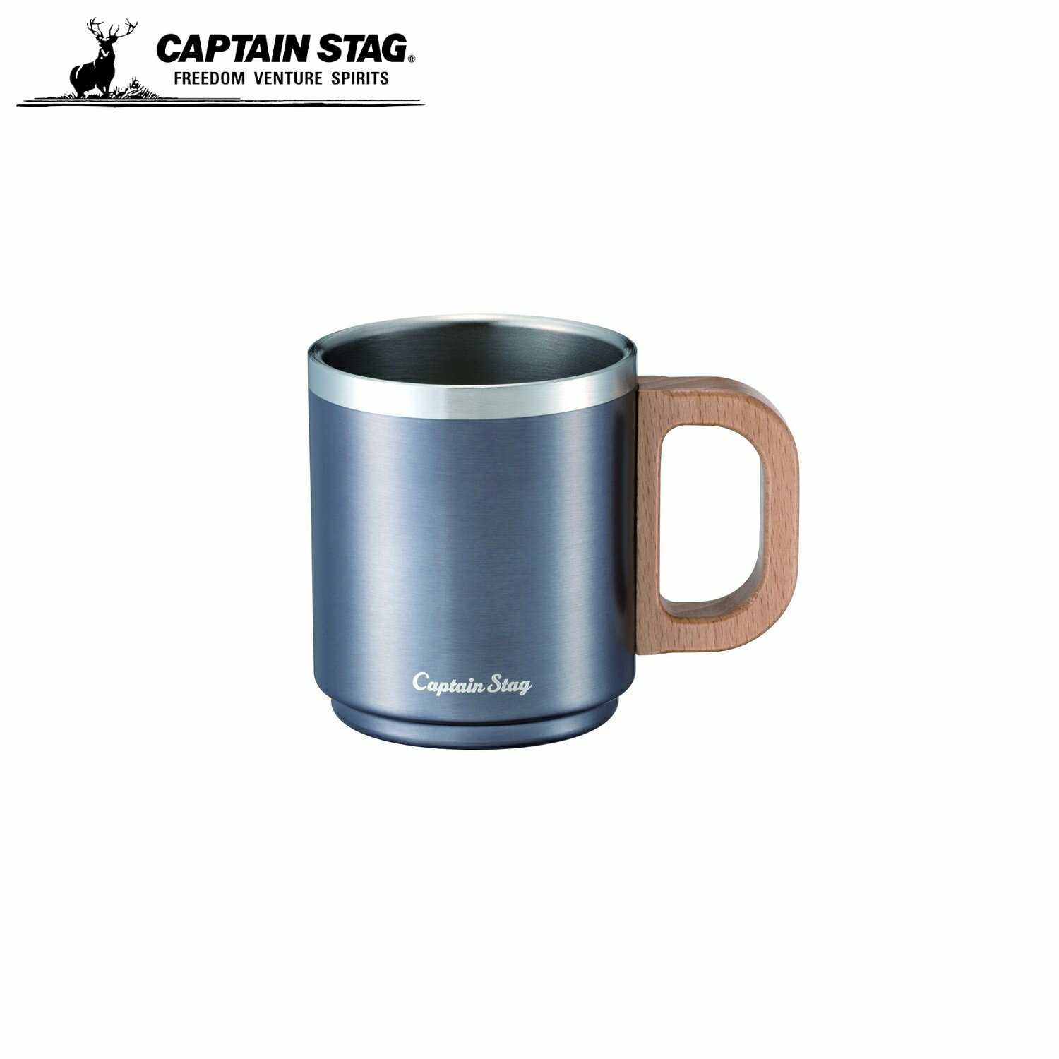 キャプテンスタッグ(CAPTAIN STAG) アウトドア コップ ダブルステンレスマグカップ 220ml 木柄 アッシュパープル CSシャルマン UH-2031
